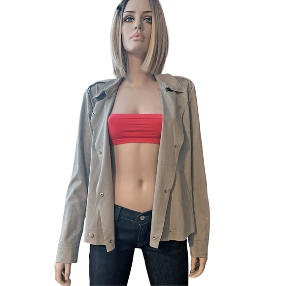 Kut from the Kloth Trech Swing Pea Jacket Coat Faux Vegan Suede Double Breasted - Picture 14 of 16